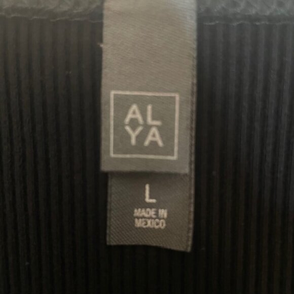 ALYA Ribbed Ruffled Straps Black Bodysuit - Size Large - Picture 5 of 7